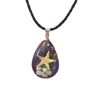 Starfish Purple Acrylic Satin Cord Necklace